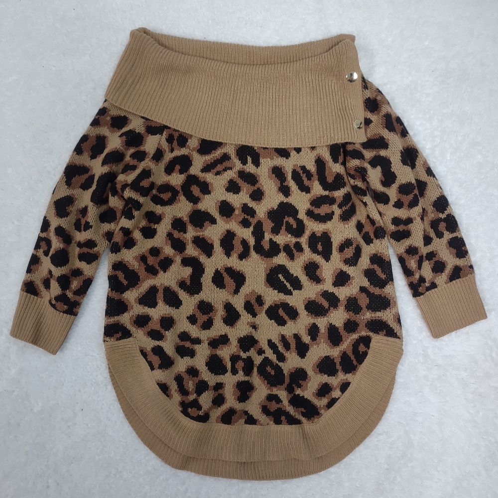 89th+Madison Women's Leopard Print Cowl Neck Sweater Size Medium - Picture 9 of 15